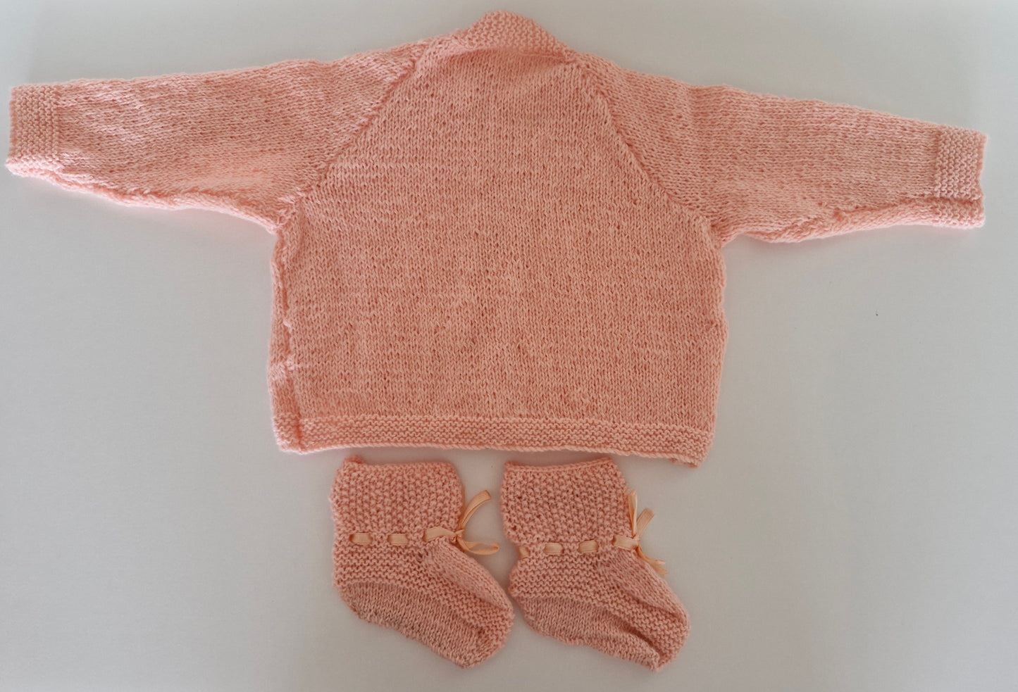 Baby Knitted Cardigan Set - Peach