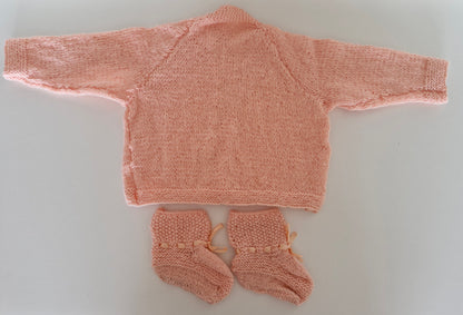 Baby Knitted Cardigan Set - Peach
