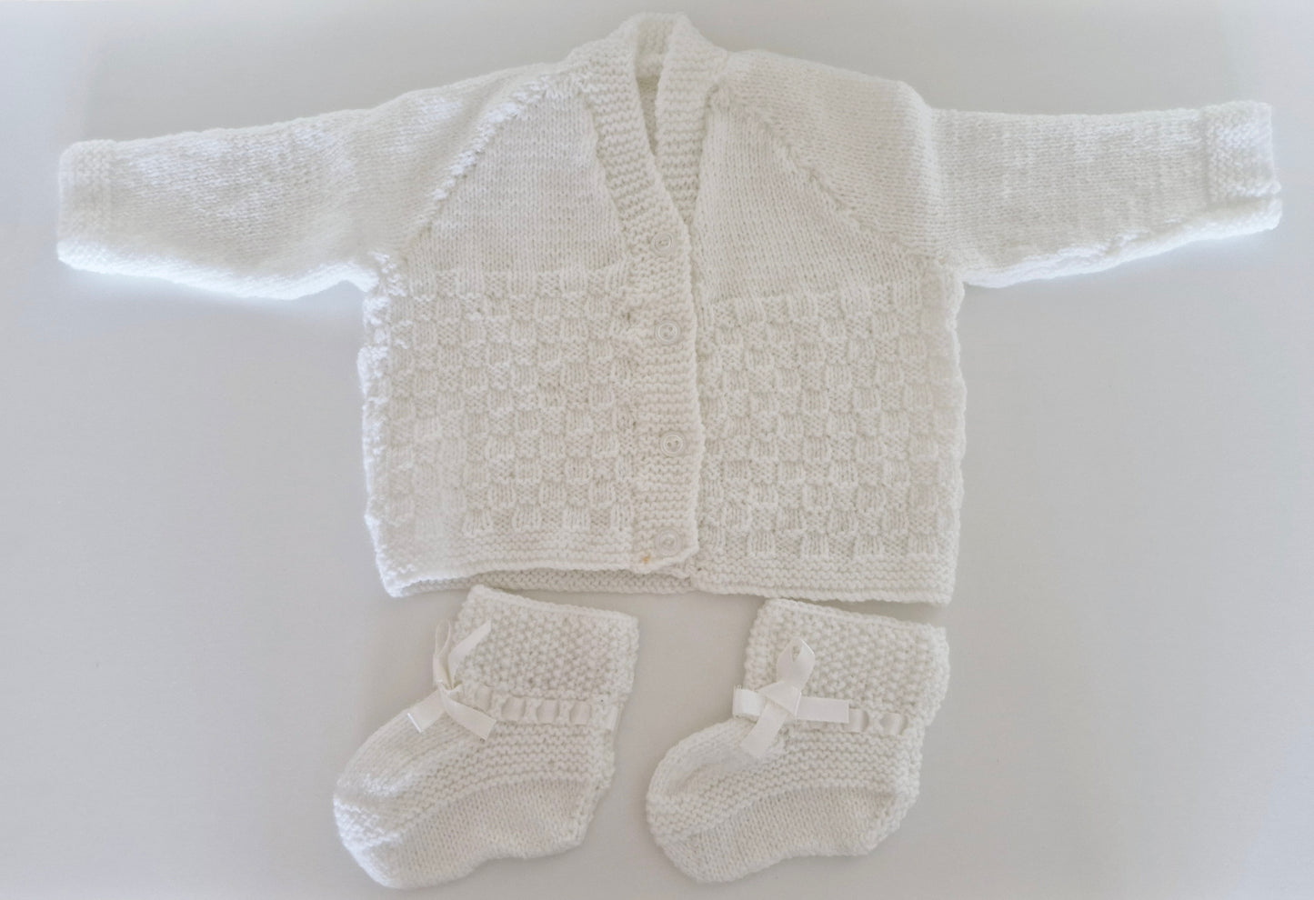 Baby Knitted Cardigan Set - Snow