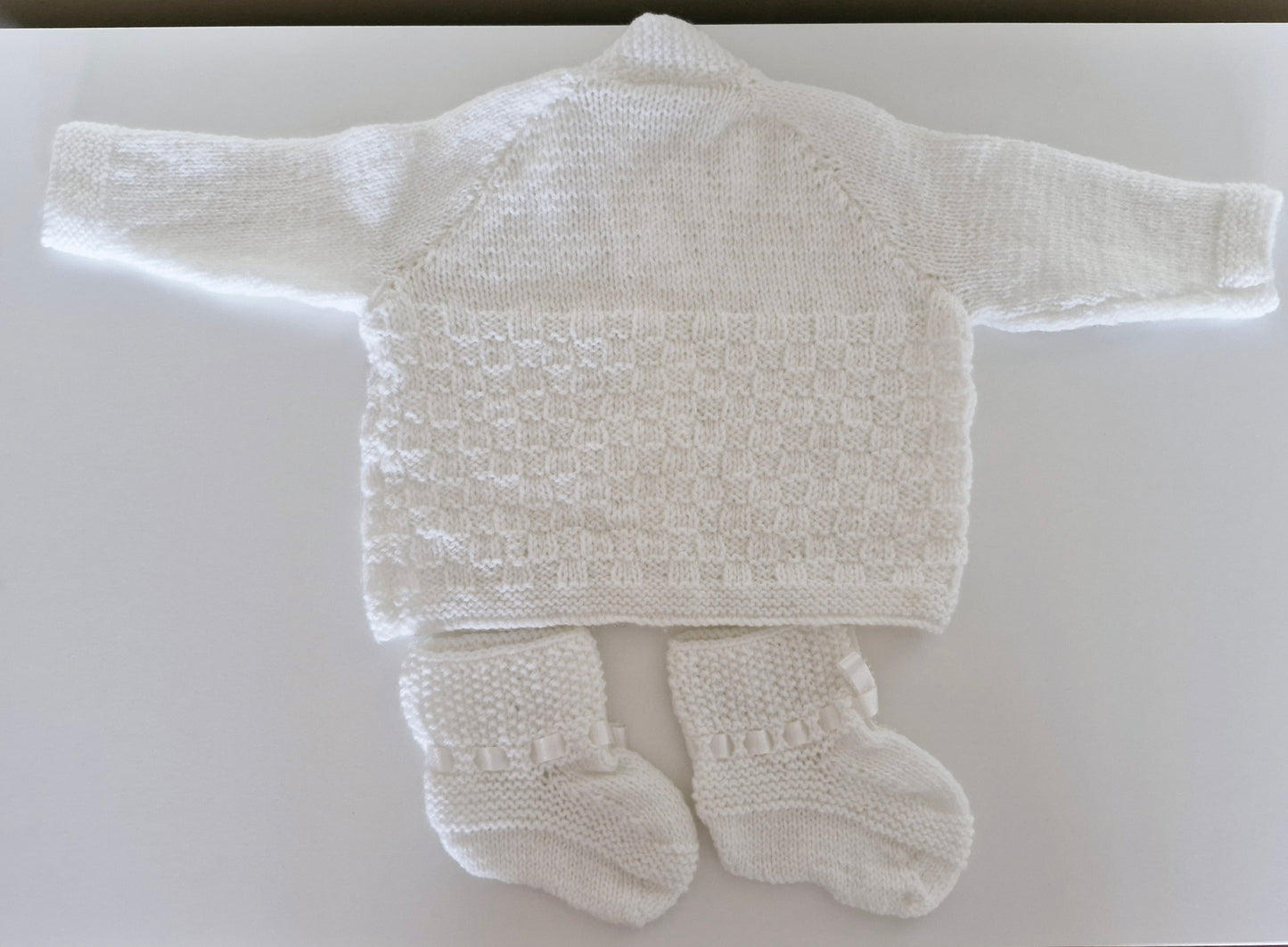 Baby Knitted Cardigan Set - Snow