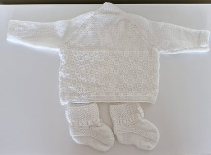 Baby Knitted Cardigan Set - Snow