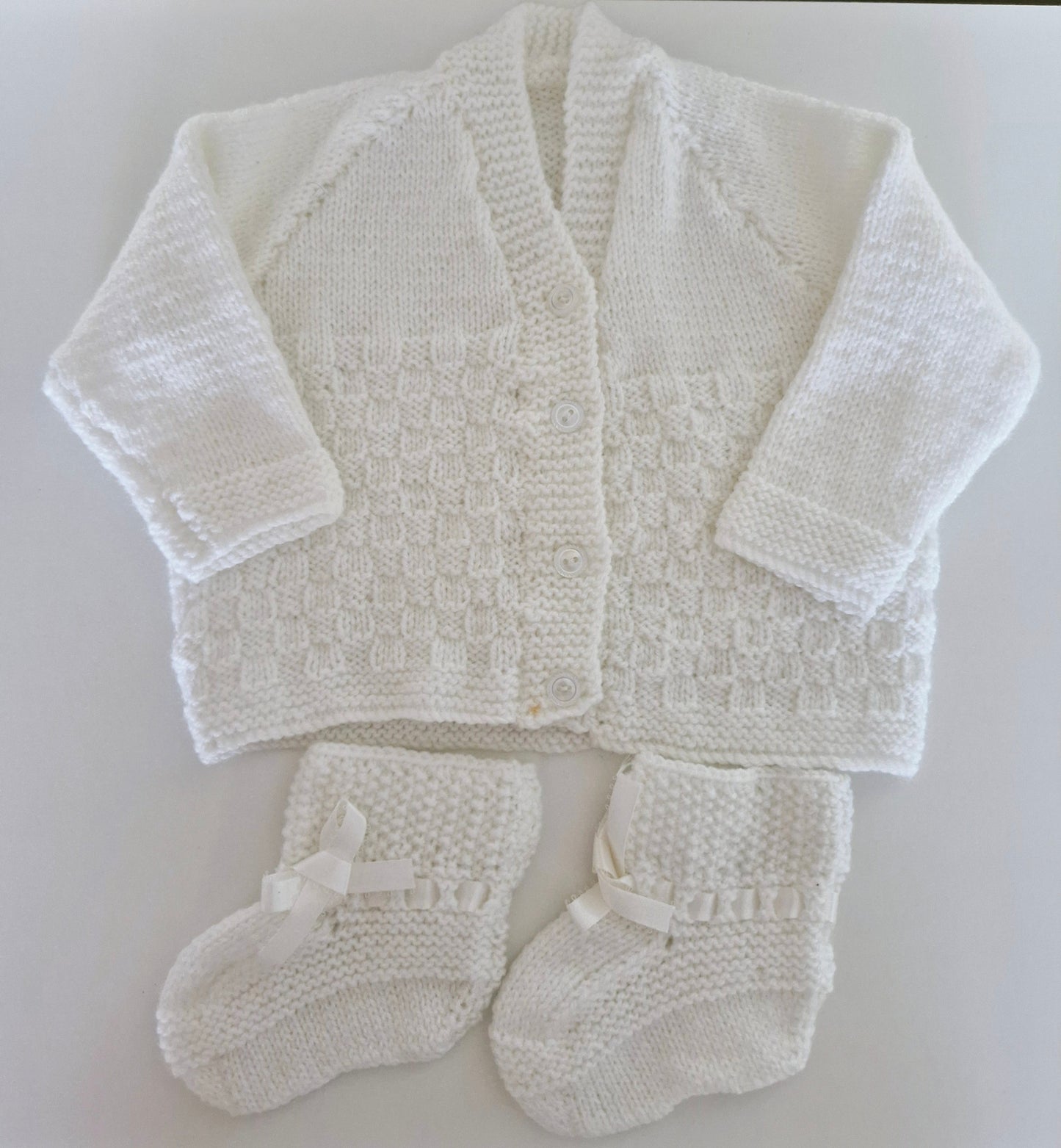 Baby Knitted Cardigan Set - Snow