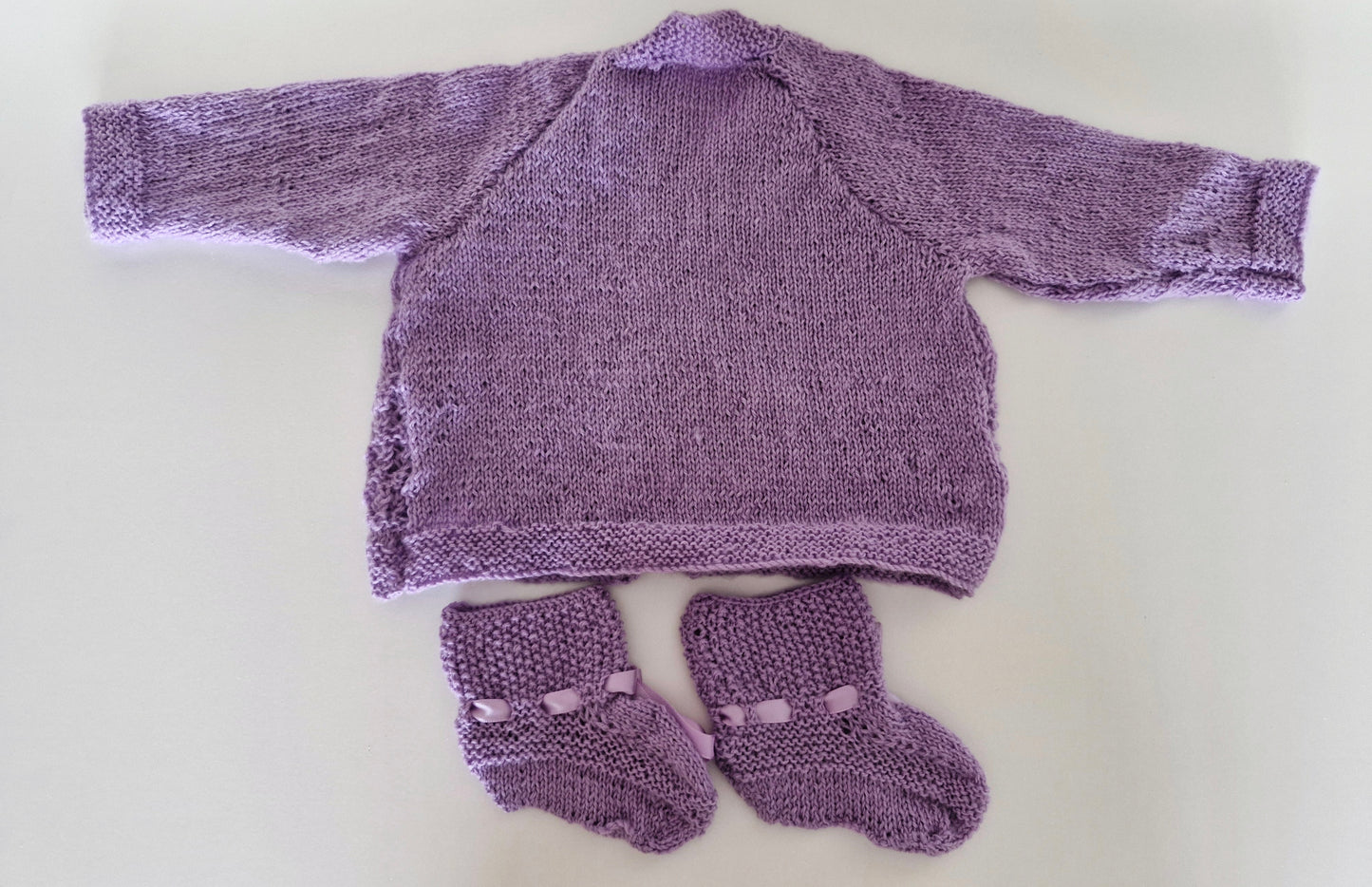 Baby Knitted Cardigan Set - Lavender