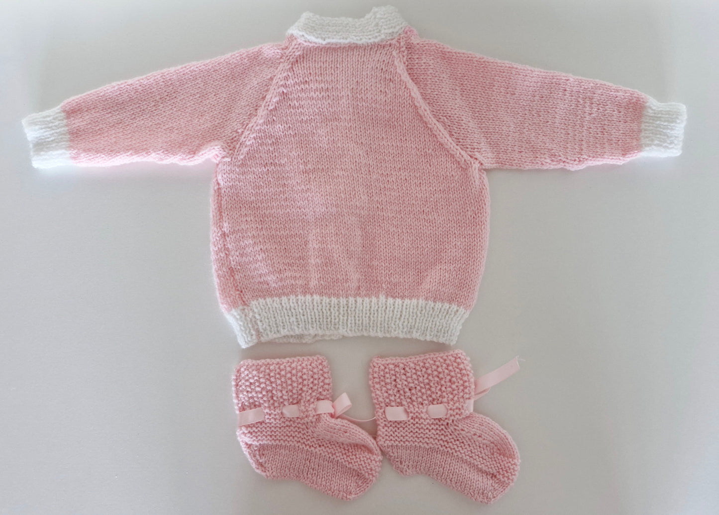 Newborn Baby Knitted Cardigan Set - Rosy